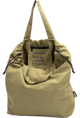 Draagtas Recycled cotton tote bag Olijfgroen 40x15.5x49cm 10stuks