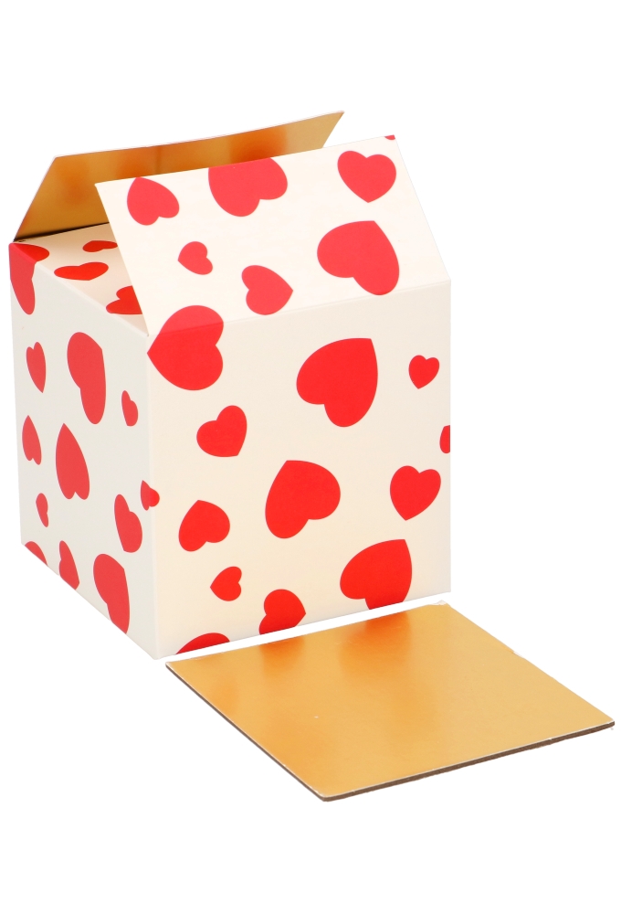 Kubus Cadeaudoosjes Hartjes Met Gouden Binnenkant 10x10x10cm 10stuks