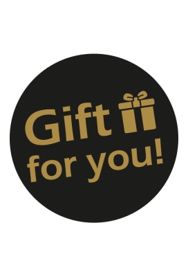 Sticker Gift For You Zwart Mat & Goud Metallic 12cm 1stuks