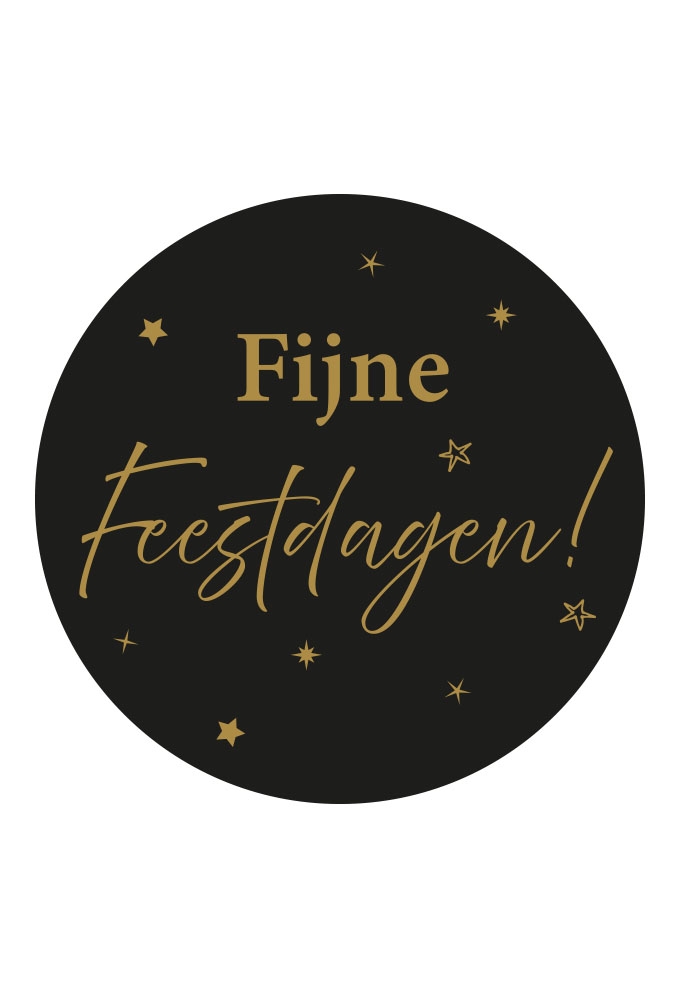 Sticker Fijne Feestdagen Zwart Mat & Goud Metallic 12cm 1stuks