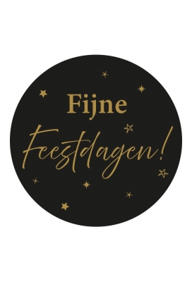 Sticker Fijn Feestdagen Zwart Mat & Goud Metallic 12cm 1stuks