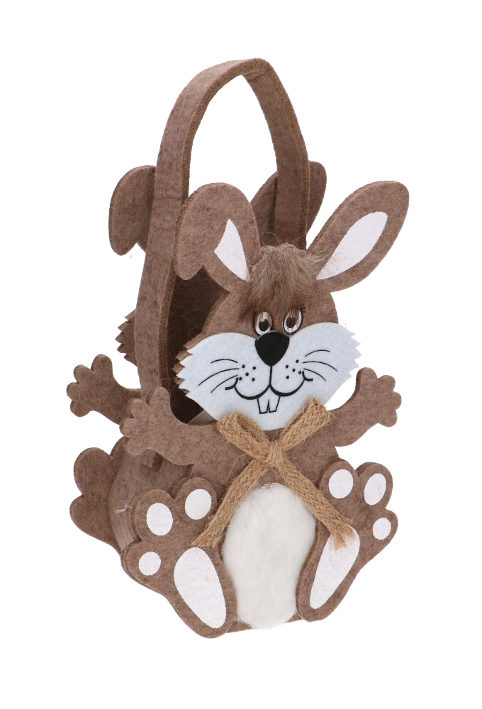 Paastasje Haas Met Kuif Vilt & Hengsel 10x7x9cm 1stuks