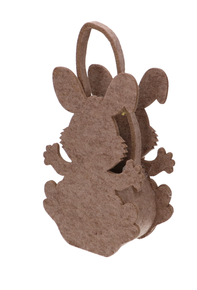 Paastasje Haas Met Kuif Vilt & Hengsel 10x7x9cm 1stuks