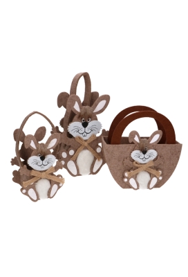 Paastasje Haas Met Kuif Vilt & Hengsel 10x7x9cm 1 stuk