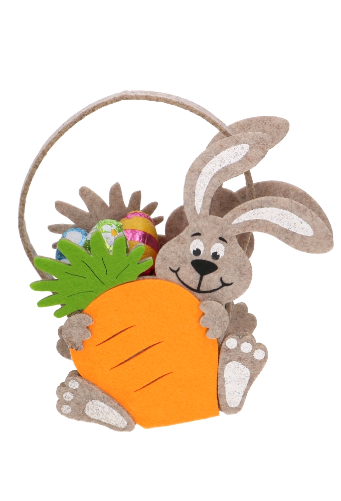 Kadotasje Haas & Wortel Vilt & Hengsel 6x6x8.5cm 1 stuk