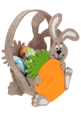 Kadotasje Haas & Wortel Vilt & Hengsel 6x6x8.5cm 1 stuk