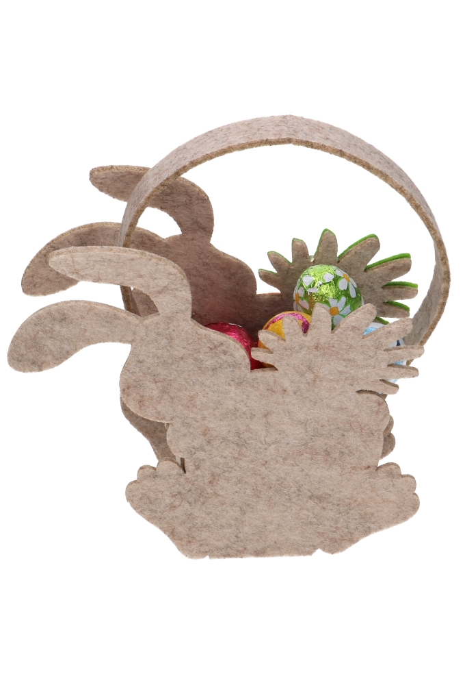 Kadotasje Haas & Wortel Vilt & Hengsel 6x6x8.5cm 1 stuk