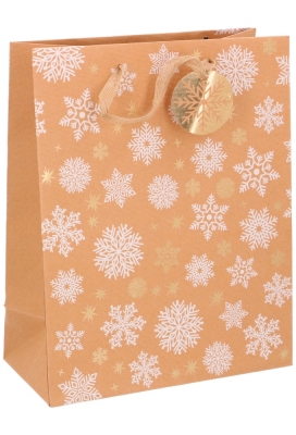 Kersttasjes Groot Snow White & Naturel 26.5x13.5x32.5cm 10stuks