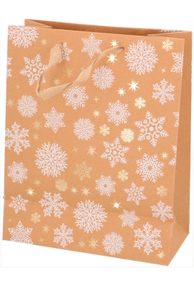 Kersttasjes Groot Snow White & Naturel 26.5x13.5x32.5cm 10stuks