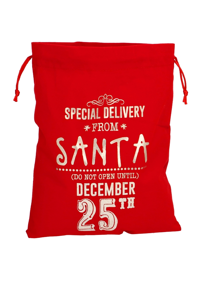 Luxe Stoffen Kerstzakjes Rood Merry Christmas 25x32cm 7stuks