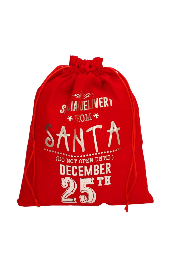 Luxe Stoffen Kerstzakjes Rood Merry Christmas 25x32cm 7stuks