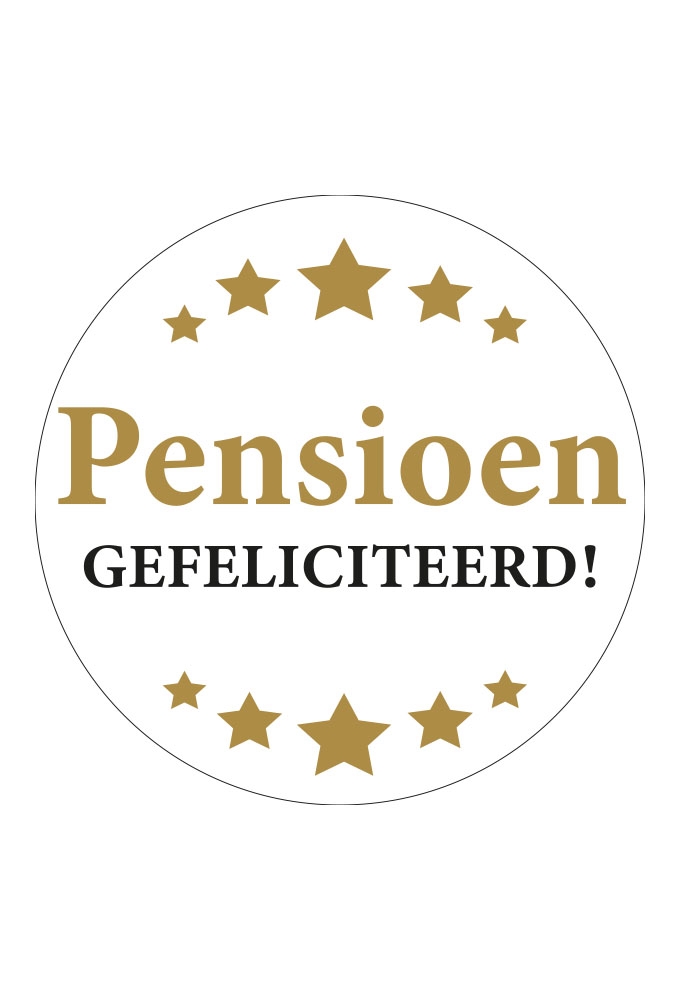 Sticker Pensioen Gefeliciteerd Wit Glans & Goud Mat 12cm 1stuks