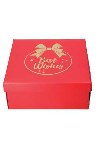 Geschenkdoos Best Wishes Kerstbal Rood Box 30x30x12cm 20stuks