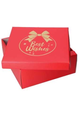 Geschenkdoos Best Wishes Kerstbal Rood Box 30x30x12cm 20stuks