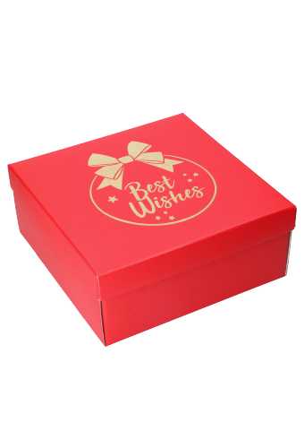 Geschenkdoos Best Wishes Kerstbal Rood Box 30x30x12cm 20stuks