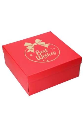 Geschenkdoos Best Wishes Kerstbal Rood Box 30x30x12cm 20stuks