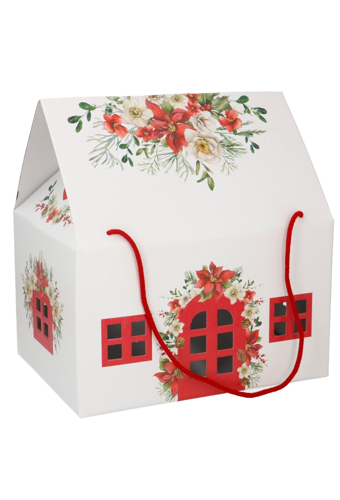 Geschenkdoos Huisje Wit Blossom Home & Koord 33x25x19cm 20stuks