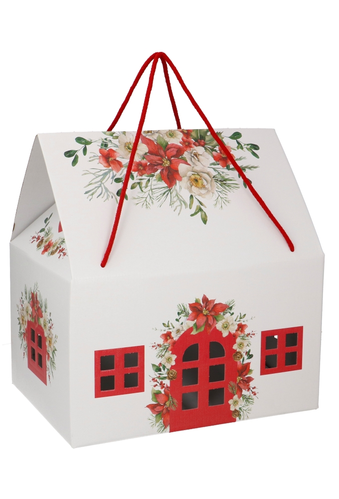 Geschenkdoos Huisje Wit Blossom Home & Koord 33x25x19cm 30stuks