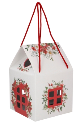 Geschenkdoos Huisje Wit Blossom Home & Koord 20x20x18cm 30stuks 