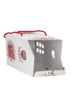 Geschenkdoos Huisje Wit Blossom Home & Koord 20x20x18cm 30stuks 