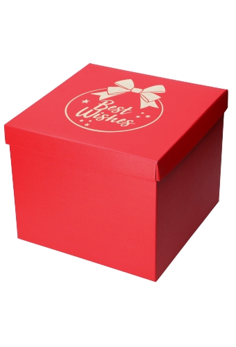 Geschenkdoos Best Wishes Kerstbal Rood Box 30x30x24cm 20stuks