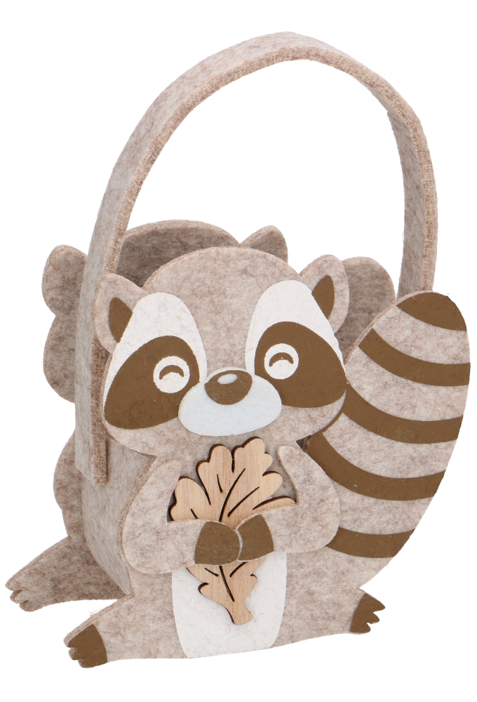 Geschenktasje Wasbeertje & Blad Vilt Met Hengsels 15x8.2x21.5cm 1stuk