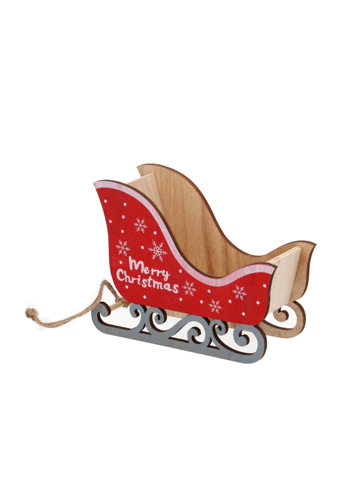 Houten Geschenkbakje Slee Merry Christmas 17x7.5x13.5cm 12stuks