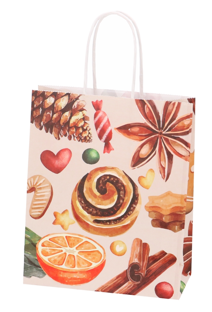 Papieren Kersttas Kassel & Handvat Kerst lekkernijen 18x8x22cm 50stuks