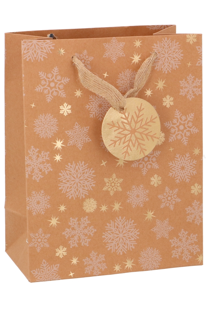 Kersttasjes Medium Snow White & Naturel 18x10x23cm 10stuks