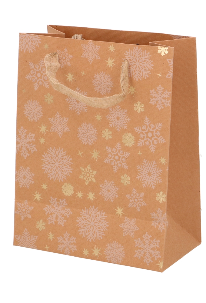 Kersttasjes Medium Snow White & Naturel 18x10x23cm 10stuks