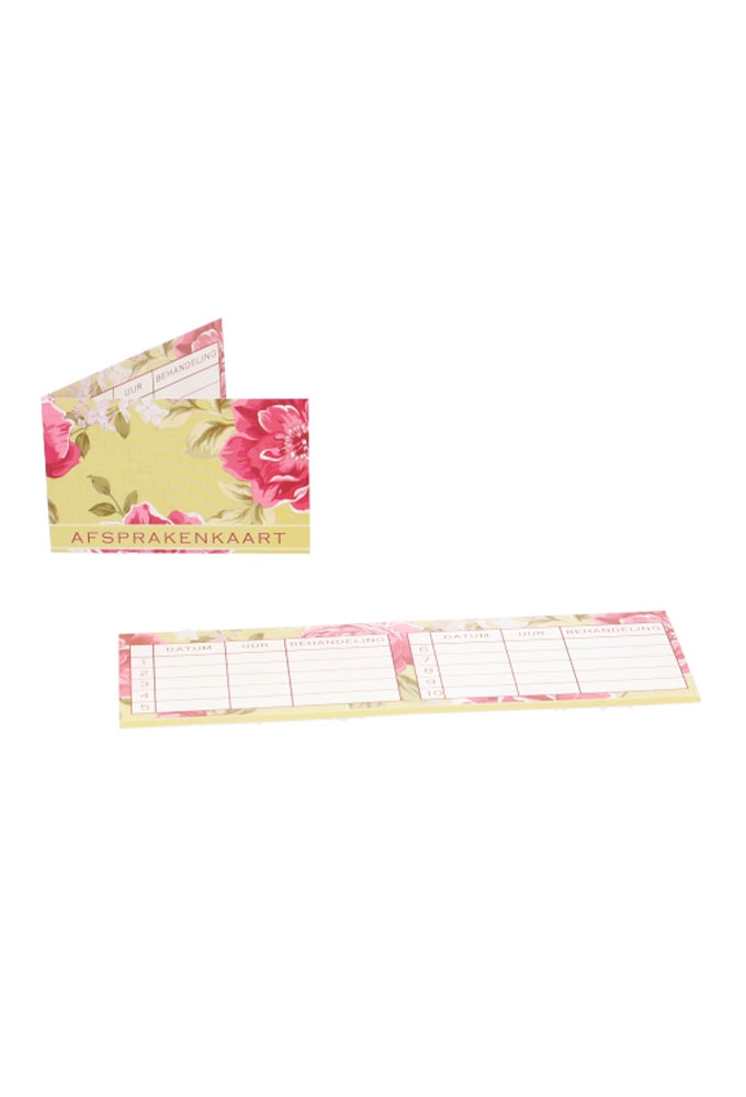 Afsprakenkaartjes Bene Floral lime fuchsia 17.5x5cm 50stuks