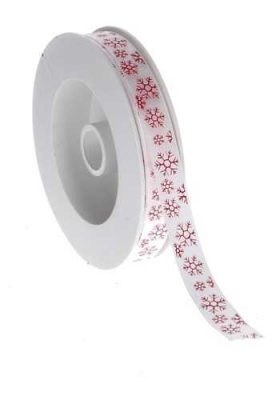 Kadolint Satijn lint Wit & Rood Snow 12mm x 25 meter