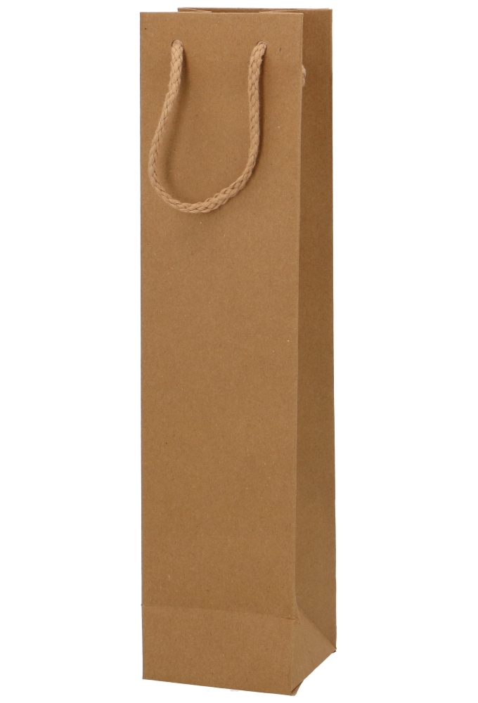 Wijntasjes Bottle 1 Fles Kraft Met Koord 9x8.5x37cm 12stuks