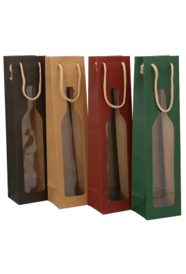 Wijntasjes Bottle 1 Fles Zwart Met Koord 9x8.5x37cm 12stuks