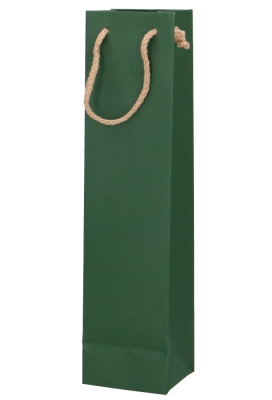 Wijntasjes Bottle 1 Fles Groen Met Koord 9x8.5x37cm 12stuks