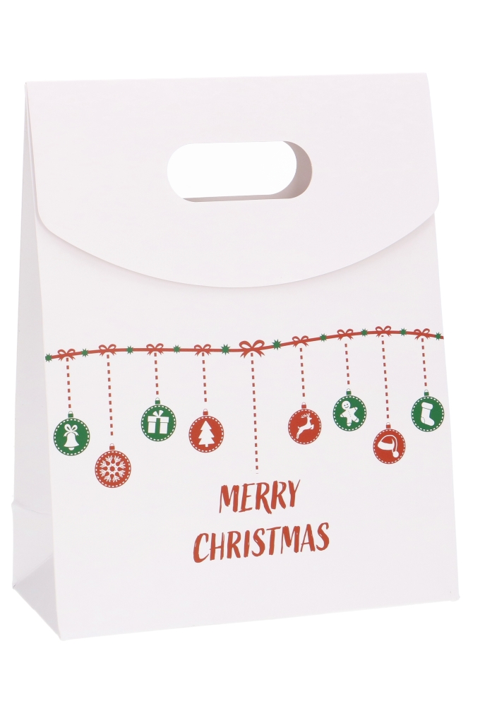 Geschenktasjes Met Handgreep Merry Christmas Wit 19x9x24.5cm 12st