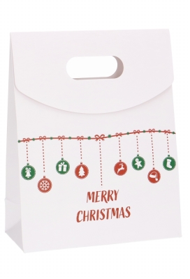 Geschenktasjes Met Handgreep Merry Christmas Wit 19x9x24.5cm 12st