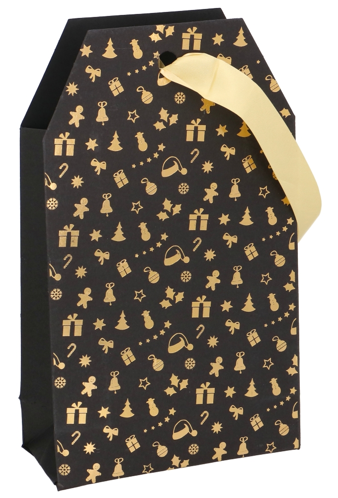 Geschenktasjes Carta Regalo Gouden Kerstwens 14.5x6.5x24.5cm 12stuks