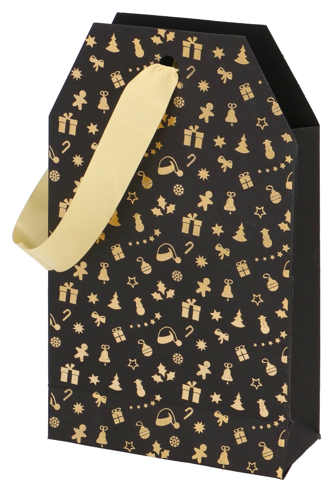 Geschenktasjes Carta Regalo Gouden Kerstwens 14.5x6.5x24.5cm 12stuks