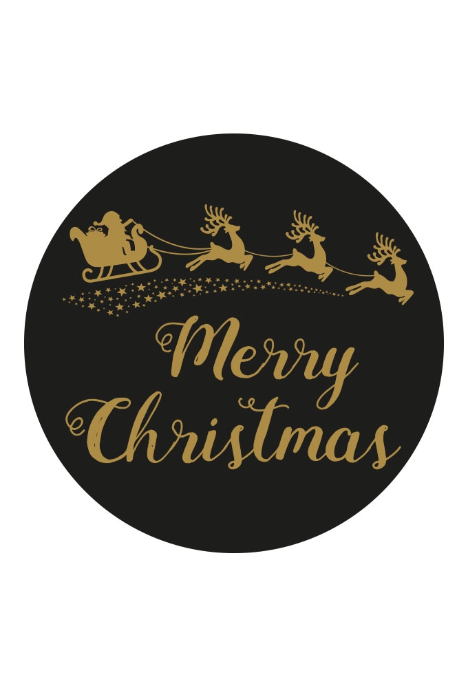 Sticker Merry Christmas Zwart Mat & Goud Metallic 12cm 1stuks