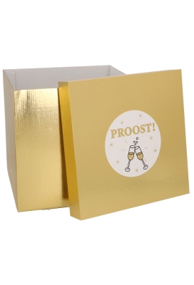 Sticker Proost Wit Glans & Goud Mat 12cm 1stuks