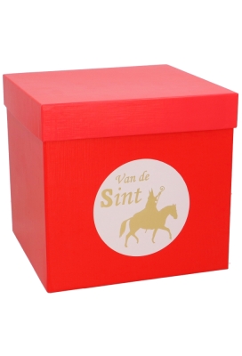 Sticker Van De Sint Wit Glans & Goud Mat 12cm 1stuks