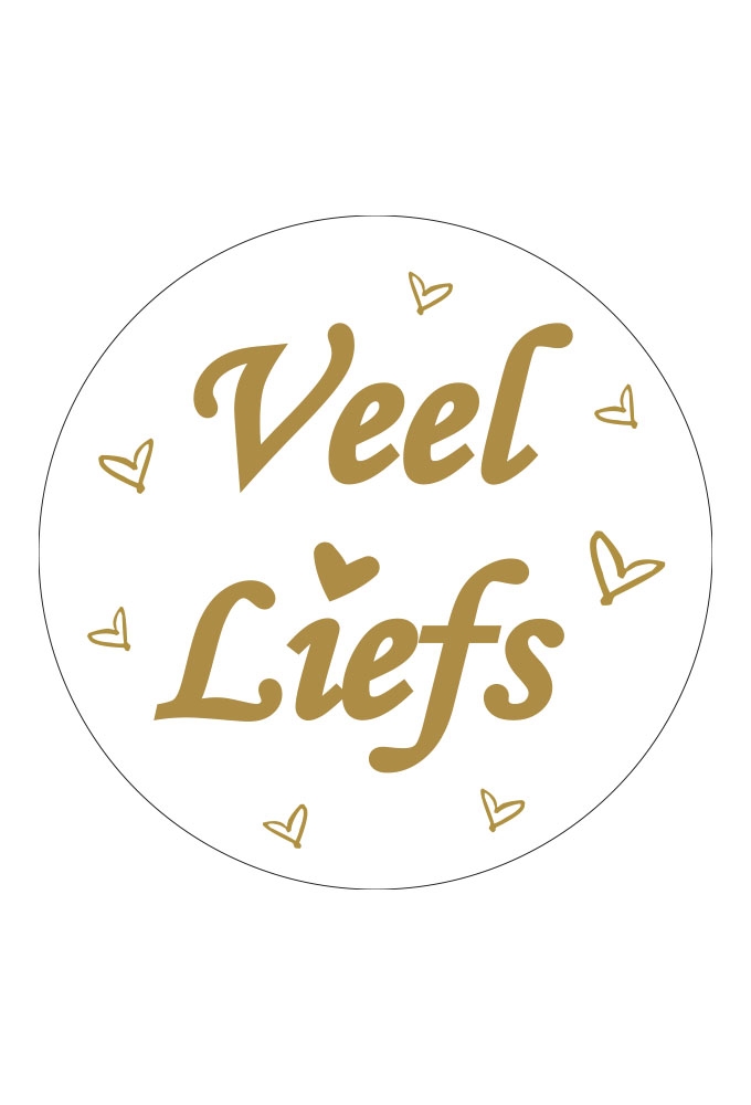 Sticker Veel liefst Wit Glans & Goud Mat 12cm 1stuks