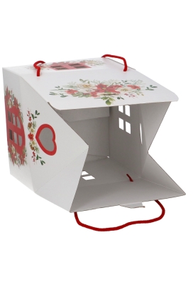 Geschenkdoos Huisje Blossom Home & Koord 24.5x24.5x15cm 20stuks