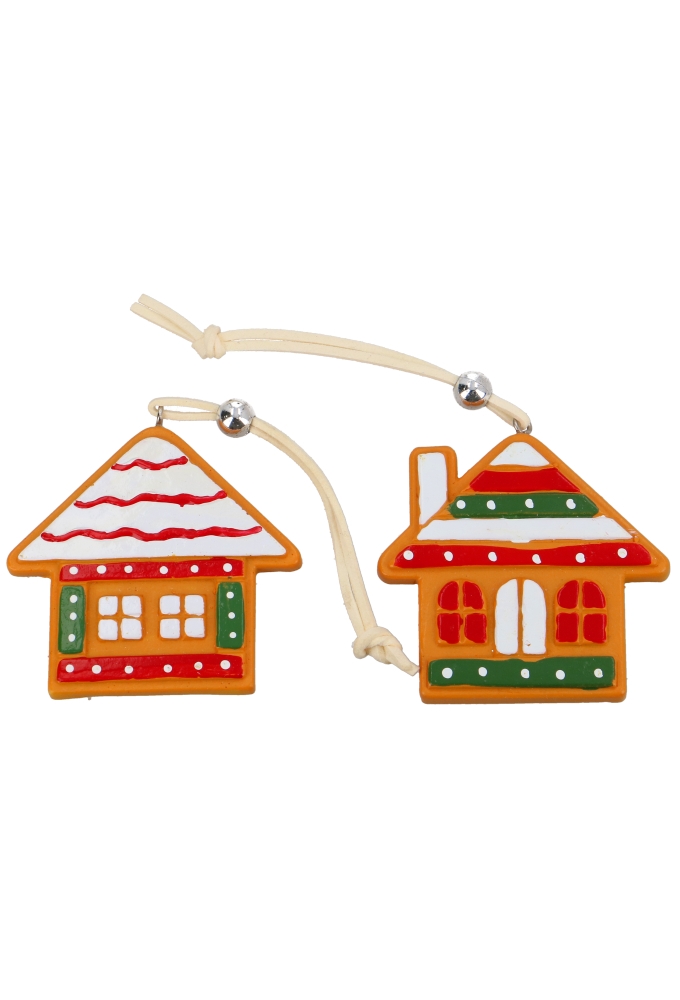 Decoratie Hanger Huisjes Candies & Koord 5x5.5cm 2stuks