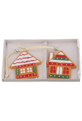 Decoratie Hanger Huisjes Candies & Koord 5x5.5cm 2stuks