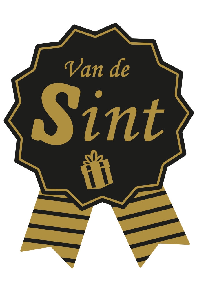 Etiketten Sint Cadeauzegel Van De Sint Zwart Goud 4x5cm 500stuks