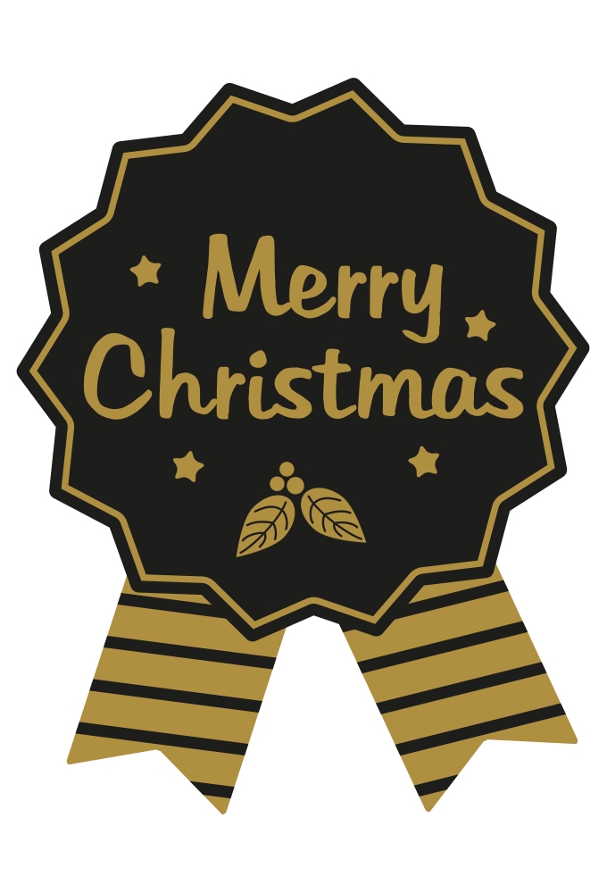 Etiketten Cadeauzegel Kerst Merry Christmas Black & Gold 4x5cm 500st