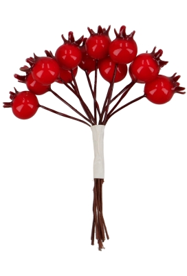 Kado Decoratie Kleine Berrie Rood Met Kroontje 11cm 144stuks