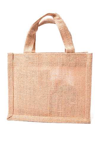 Kadotasje Jute Met Venster & Hengsel 20x10x16.5cm 10stuks